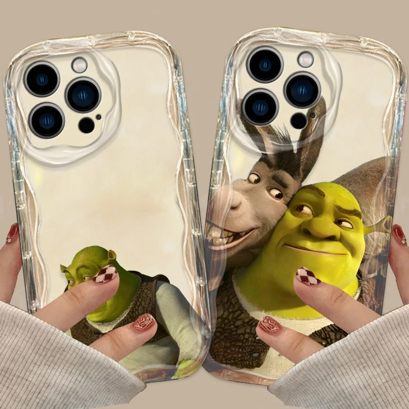 Cartoon Cute Shrek Cover For Apple iPhone 15 14 13 12 11 Pro X XR XS Max Plus 8 7 Plus SE Wave Oil Phone Case