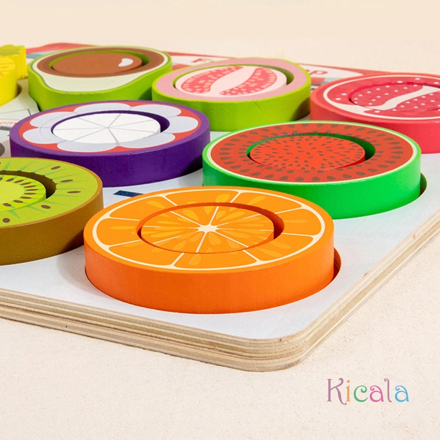 Holz Obst Tablett Farbe Form Klassifizierung Perlen Kinder Frühe Bildung Hand Auge Koordination Montessori Spielzeug