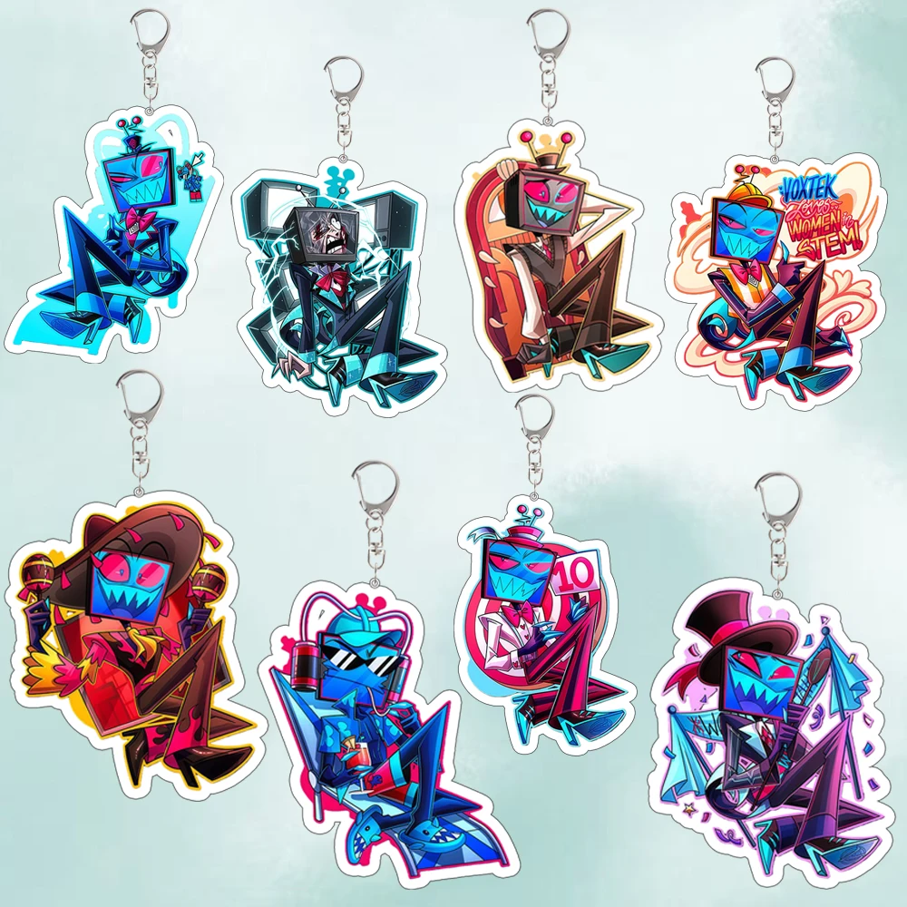 

For Hazbin Hotel Vox Series Anime Peripherals Acrylic Keychain Custom Cartoons Cute Backpack Pendant Accessories Festival Gift