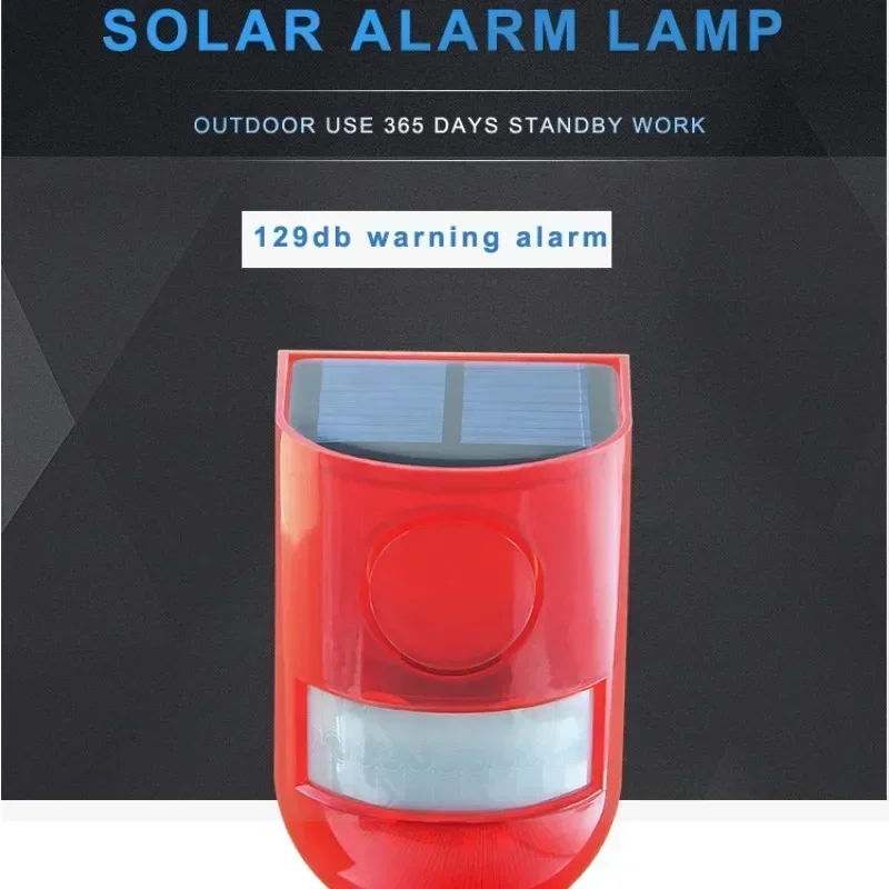 Solar Strobe Light Alarm Motion Sensor Outdoor Sound Alarm Siren 129db Security Alarm Light IP65 Waterproof