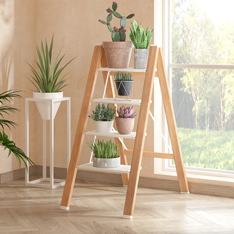 

Household-saving Space Folding Ladder Stool Multi-functional Flower Rack Thickened Aluminum Alloy Human Type Ladder Storage Rack