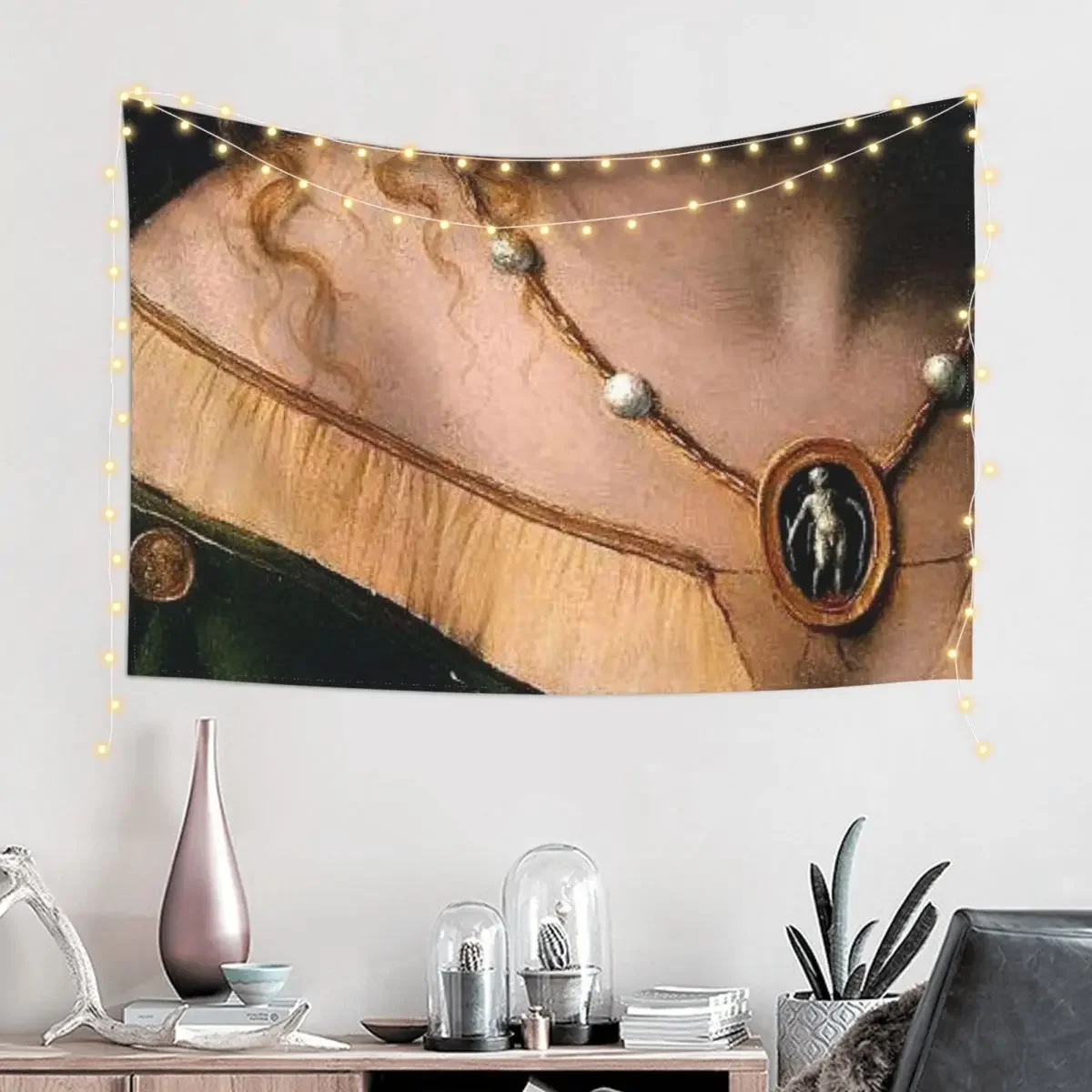 Young woman painting detail (Leonardo da Vinci) Tapestry Wall Deco Custom Tapestry