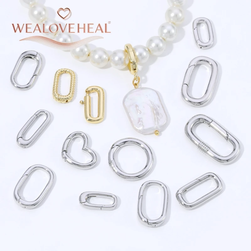 Hochwertige 18K vergoldete Messing-Karabinerhaken in Kreis-, Oval- und Herzform mit Druckverschluss für DIY-Schmuckherstellung. – Detail 20