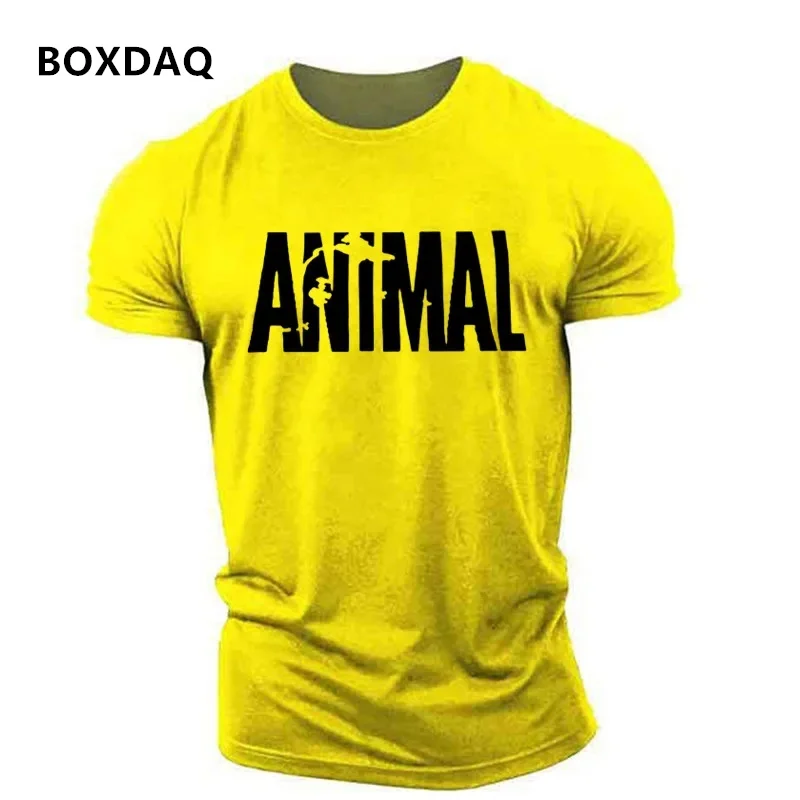 Short Sleeve Casual Fitness Sporty Tops Tee Animal Letter English 3D Print T Shirt 6XL Plus Size Men\'s Clothing Sports T-Shirts