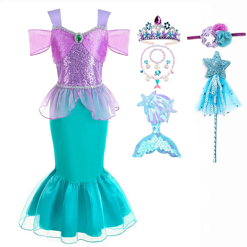 

Christmas Halloween for Kids Little Mermaid Costume for Girls Party Dress Prom Foreign Style Sleeveless Princess Vestidos