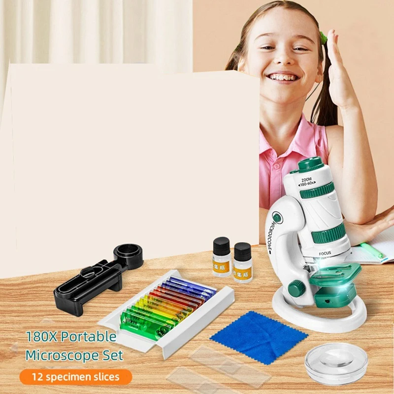 SR-Kids – Kit de Microscope scientifique 60-180X, Mini Microscope éducatif de poche pour téléphone intelligent avec lumière LED