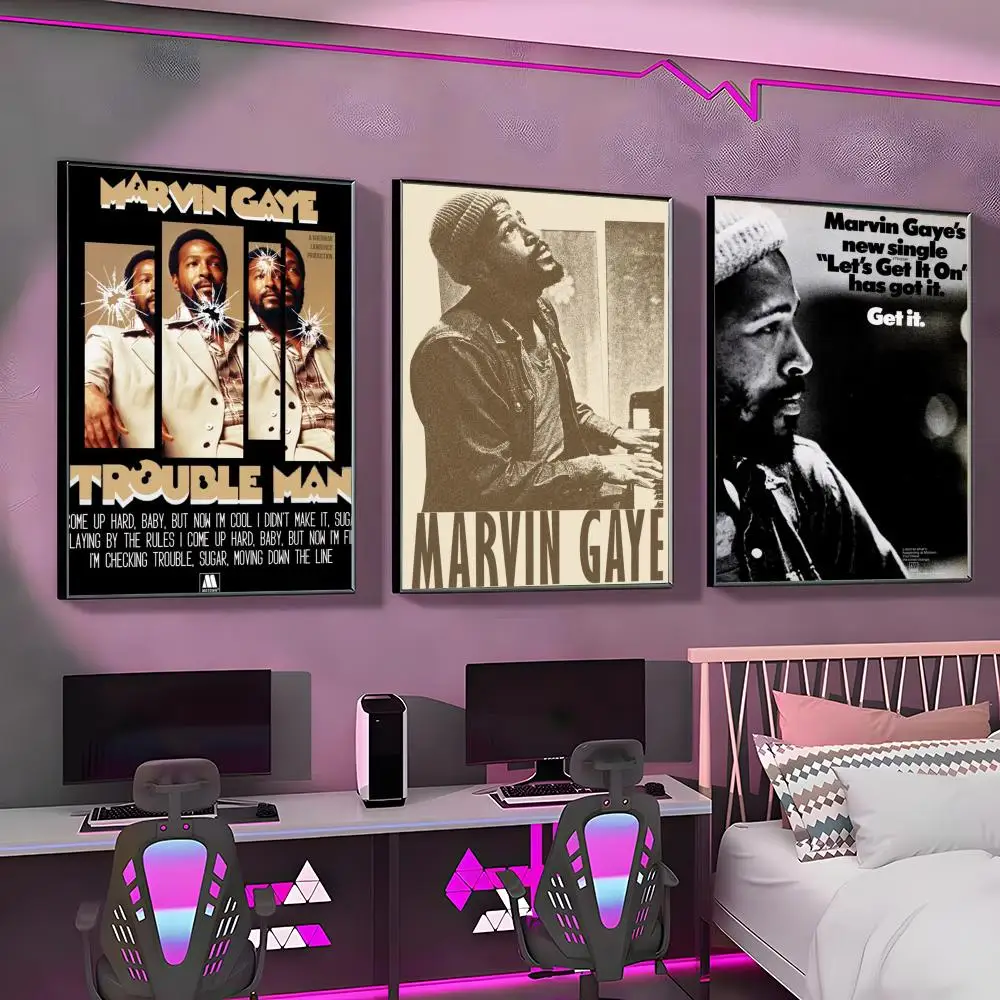 Singer M-Marvin Gaye Poster Wall Art Print, Aesthetic Room Decor, Modern Home Decor, Removable Print view 3
