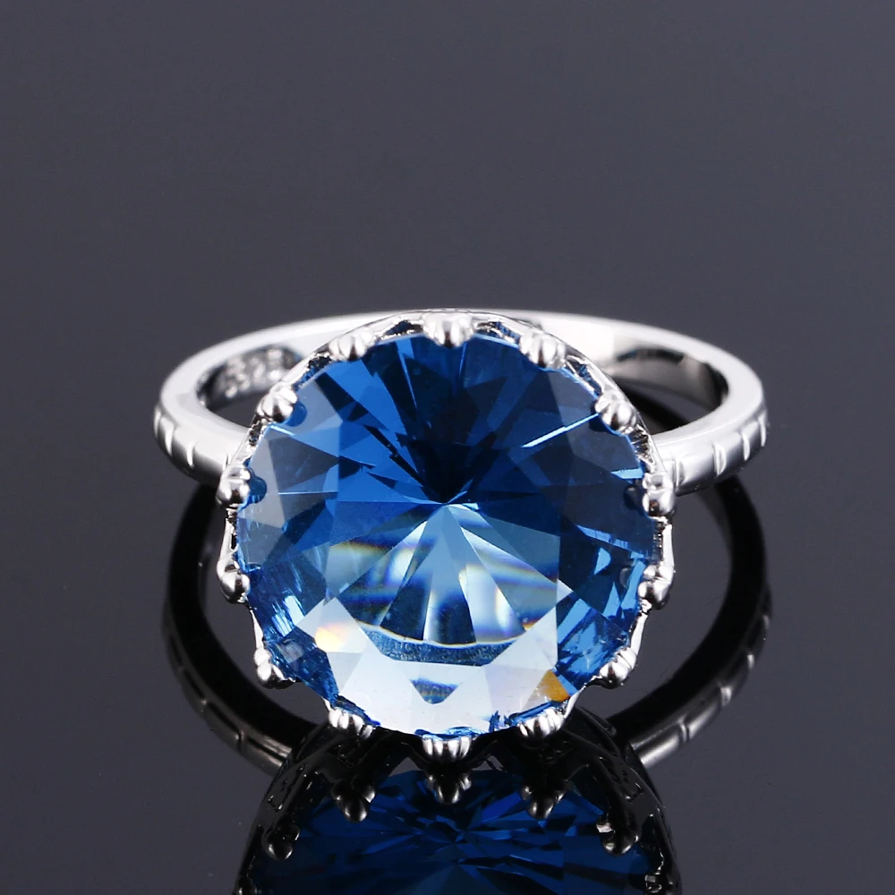 S925 Silver Ring Jewelry 15mm White Gold Plated Boutique Jewelry Ring Women Birthday Party Wedding Anniversary Engagement Gift