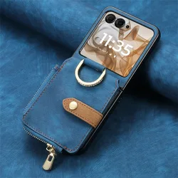 For Motorola Razr 50 Ultra Mooto Razr40 Phone Case Phone Case Card Slot Holder Wallet Purse Ring PU Leather Shockproof Cover