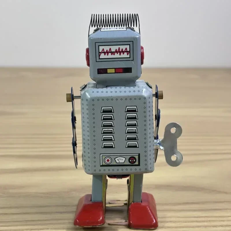 [Divertido] colección clásica Retro mecanismo de relojería cuerda Metal caminar estaño juguete reparador Robot Vintage mecánico MS249 regalo para niños