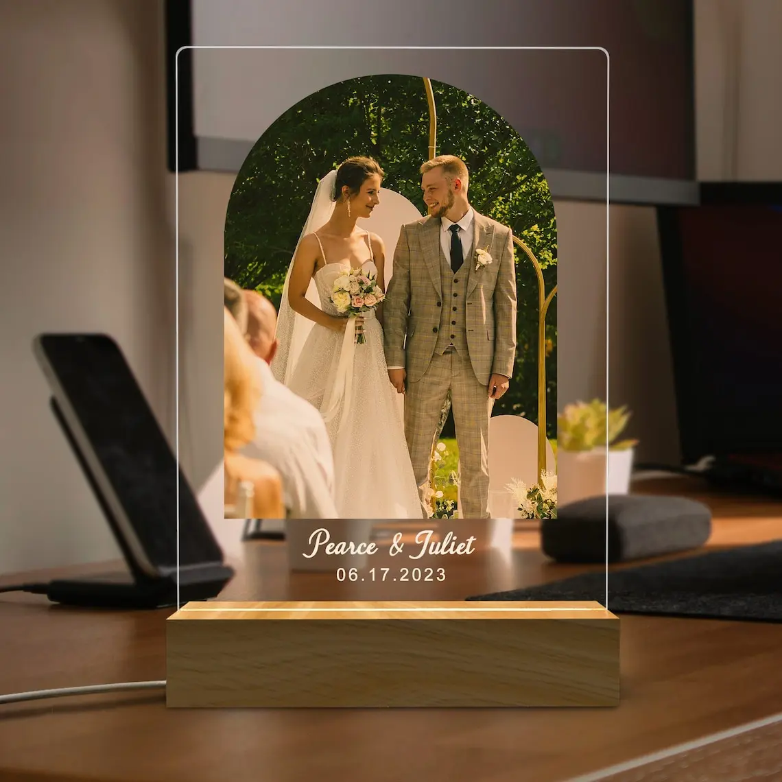 Luz de noche 3D personalizada, lámpara de foto y texto personalizada, Día de San Valentín, boda, cumpleaños, 7 colores, regalos de lámpara 3D