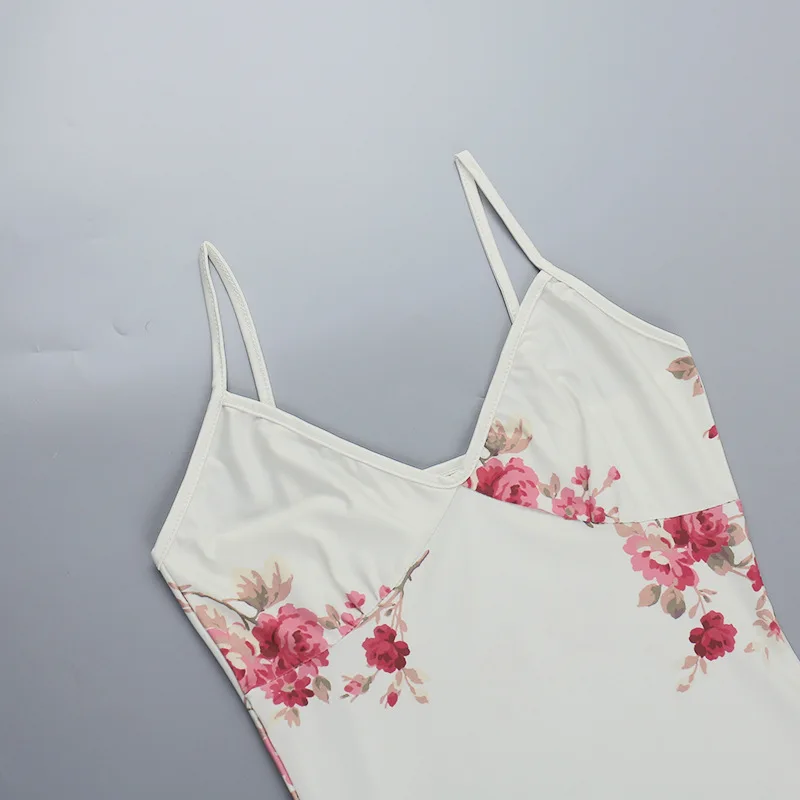 Abito lungo slip sexy bianco Abito lungo aderente floreale con scollo a V Abito da sera estivo per feste 2025 Nuovo arrivo Beach Boho Holiday Abiti femminili