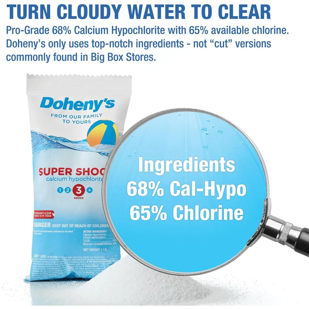 Super Pool Shock | Pro-Grade Chlorine Shock, Quick-Dissolving, Fast-Acting 68% Cal-Hypo Granular Pool Shock
