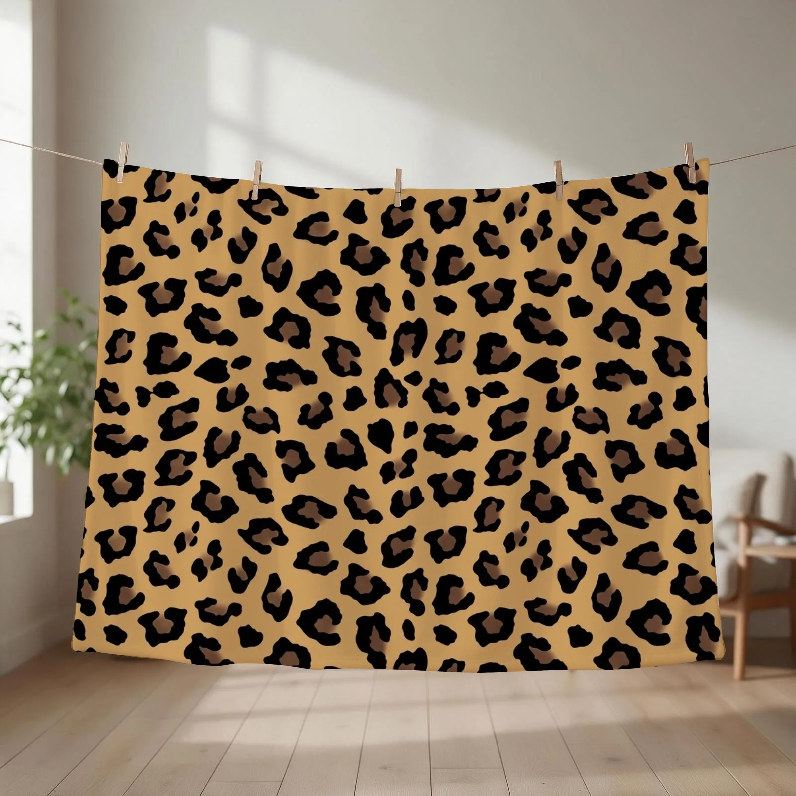 Tan Leopard Print Throw Blanket Nap Soft Picnic warm winter Blankets