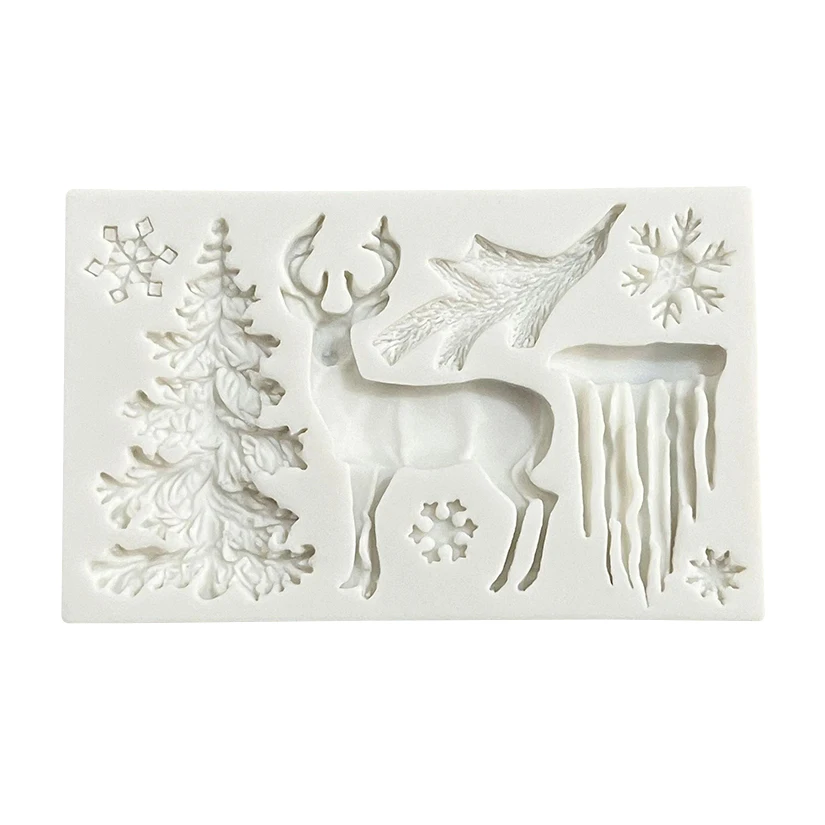 Tree Reindeer Christmas Silicone Mold Sugarcraft Cupcake Baking Mold Fondant Cake Decorating Tools