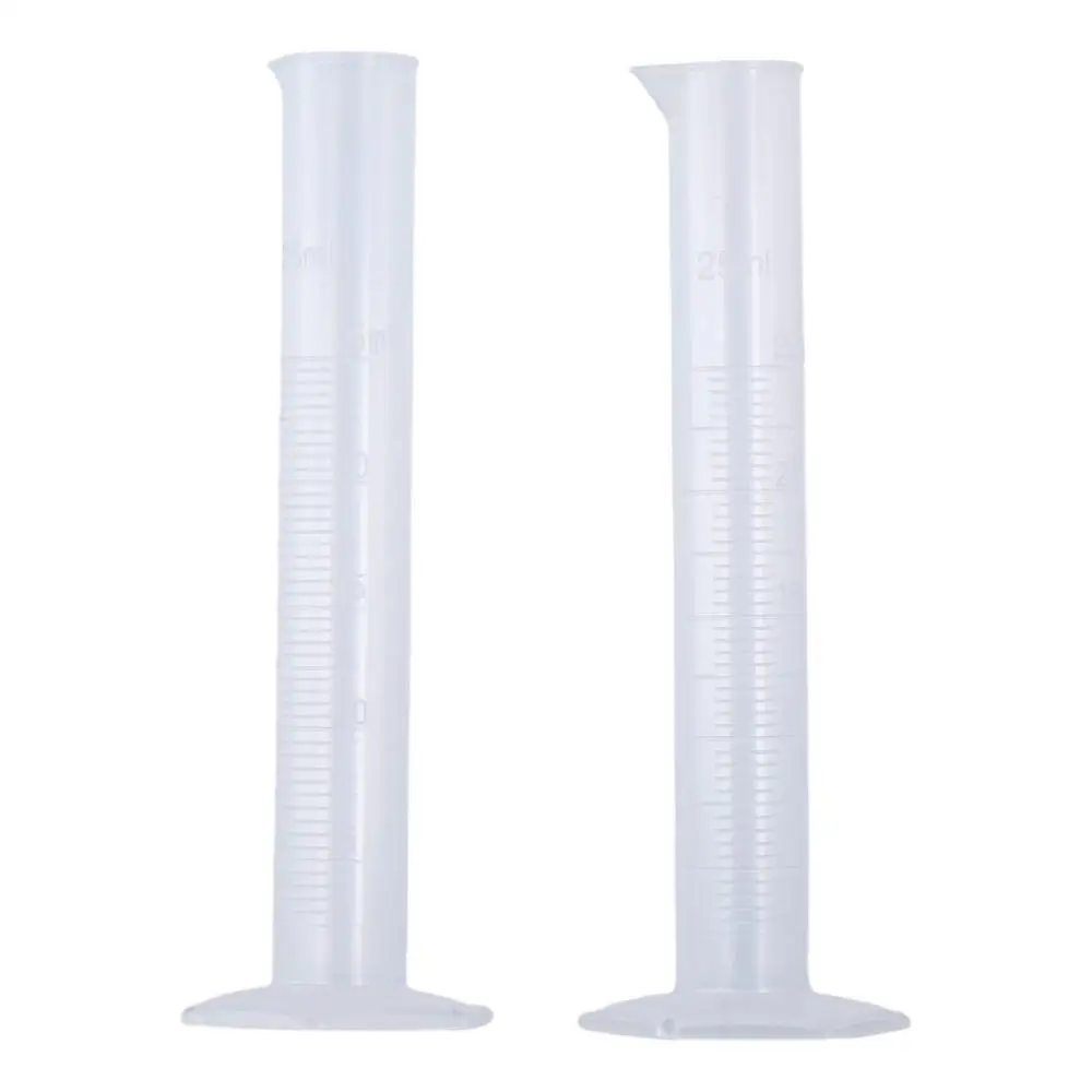 Science Test Tube Beakers Plastic Graduated Cylinder Clear Hex Base Flask 25ml Measuring Cylinder Single Metric Scale