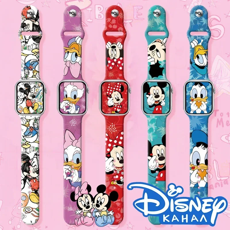 Disney Mickey Mouse for Apple Watch Ultra S8 Apple Replacement Strap Silicone Bracelet Wrist Bracelet Watchband Iwatch 38 40 41