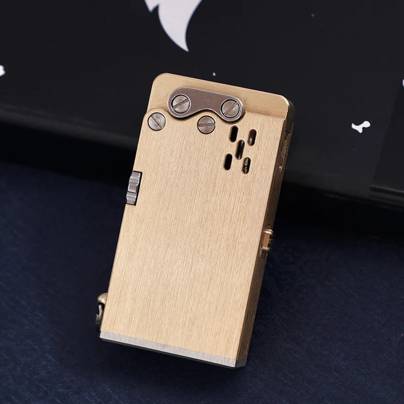 Handmade Brass Mechanical Automatic Ignition Kerosene Lighter Titanium Alloy Material Lighter Smoking Accesoires Gadgets For Men