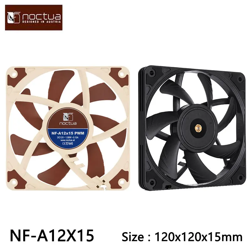 Noctua NF-A12x15 120X120X15mm Chassis Fan，Ultra thin chassis fan intelligent temperature control 12cm silent computer cooling