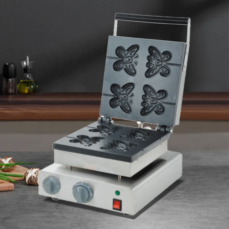 # AFood Poop Snack Bread Open Mouth Taiyaki Machine Commercial Non Stick Cartoon Waffle Making Machine Butterfly Waffle Maker