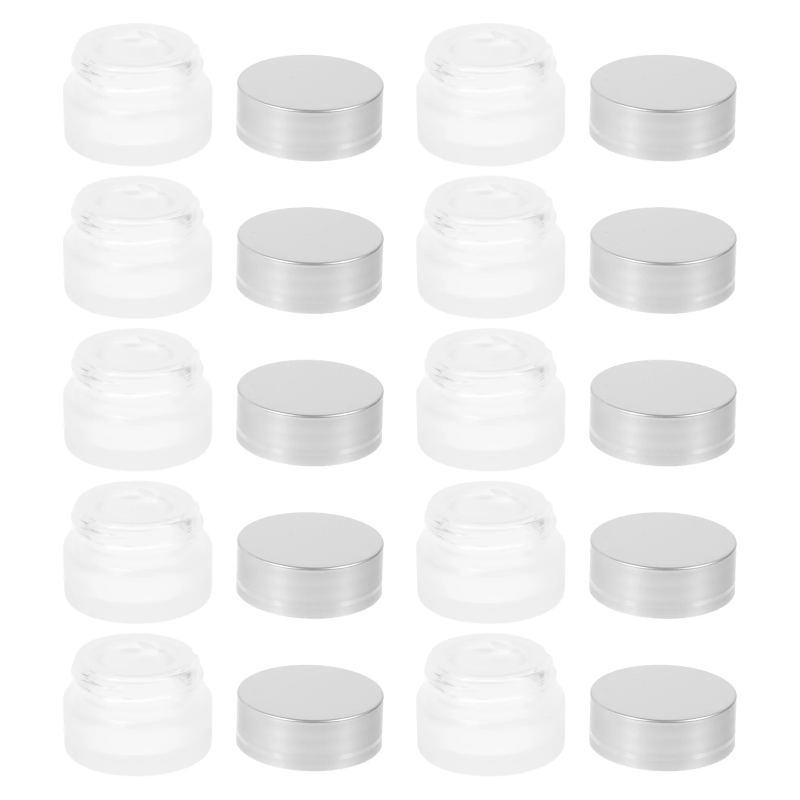 

10Pcs Cream Empty Bottle Portable Glass Container 5G Small Round Empty Glass Bottle for Travel Makeup Lotion Storage Sample