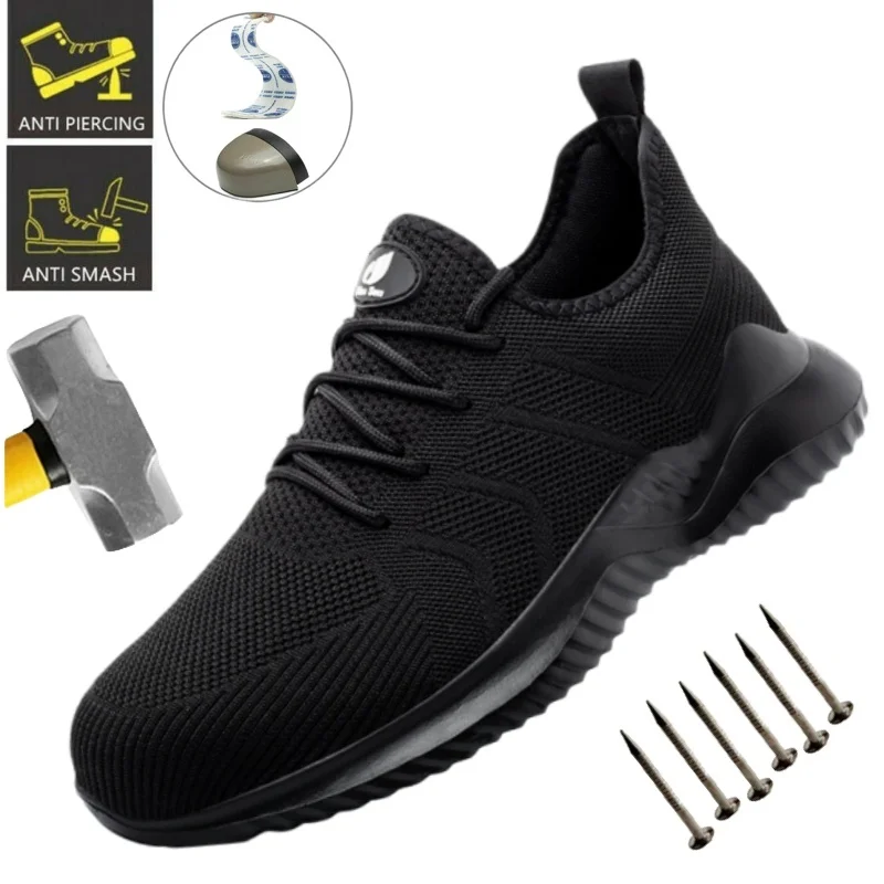 Steel Toe Cap Working Boots Safety Shoes for Man Construction&Indestructible Work Shoes Puncture-Proof Mesh Work Shoes