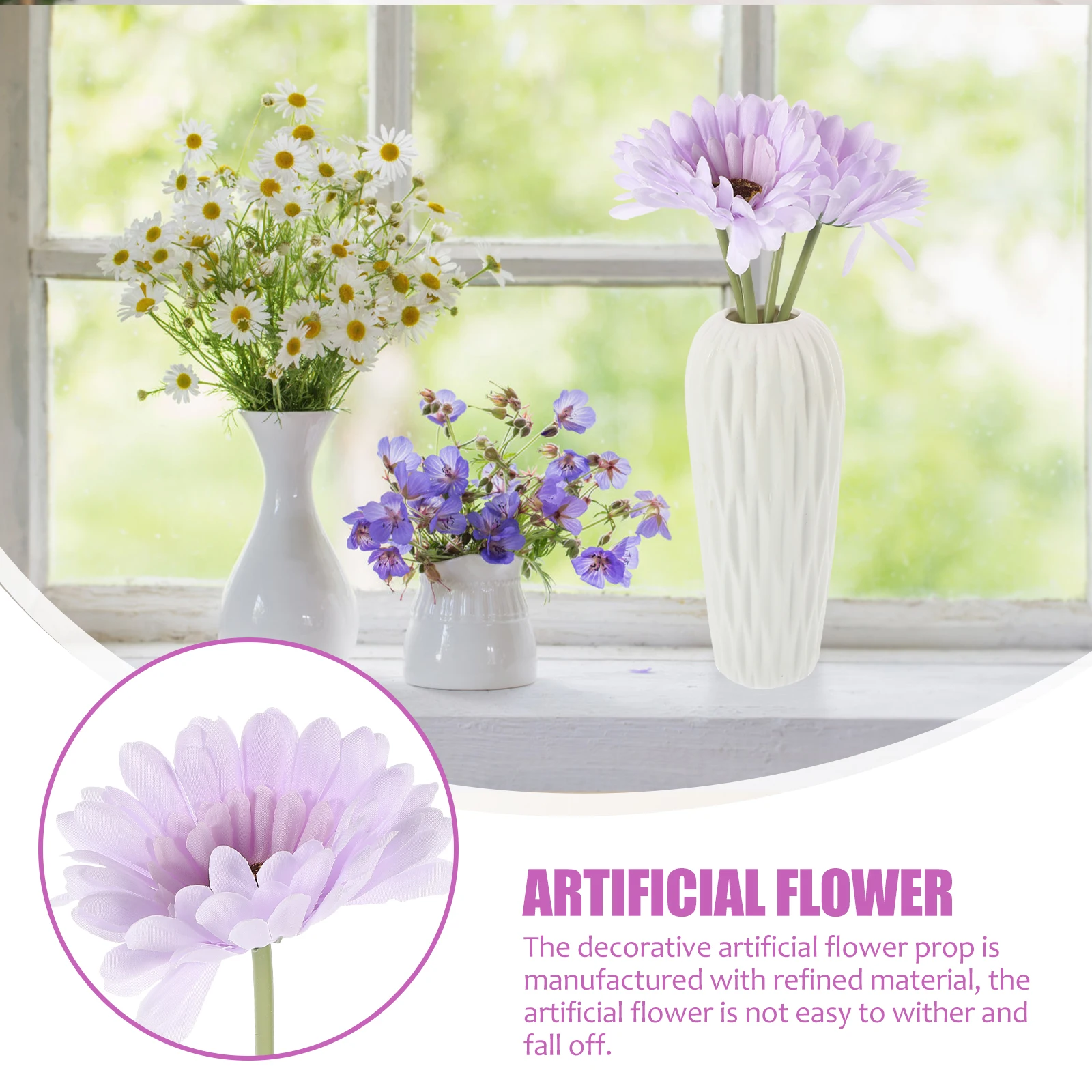 

4Pcs Simulation African Daisies Artificial Flowers Beautiful Lifelike Fake Blooms for Home Garden Event Decor Use