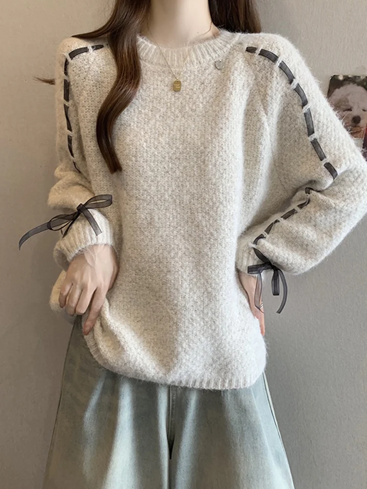 

Красный свободный длинный свитер для женщин, зимний, удобный, мягкий, вязаный топ, повседневный, для работы, стильный