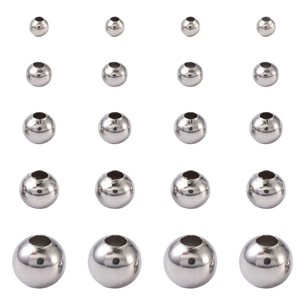 100-1000pcs Stainless Steel Smooth Rondelle Loose Spacer Ball Beads 3mm 4mm 5mm 6mm 8mm for Necklaces Bracelets Jewelry Making