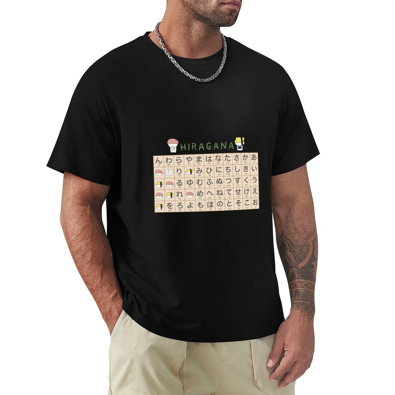 Hiragana Cheat Sheet T-Shirt for a boy summer top heavyweights mens t shirt graphic