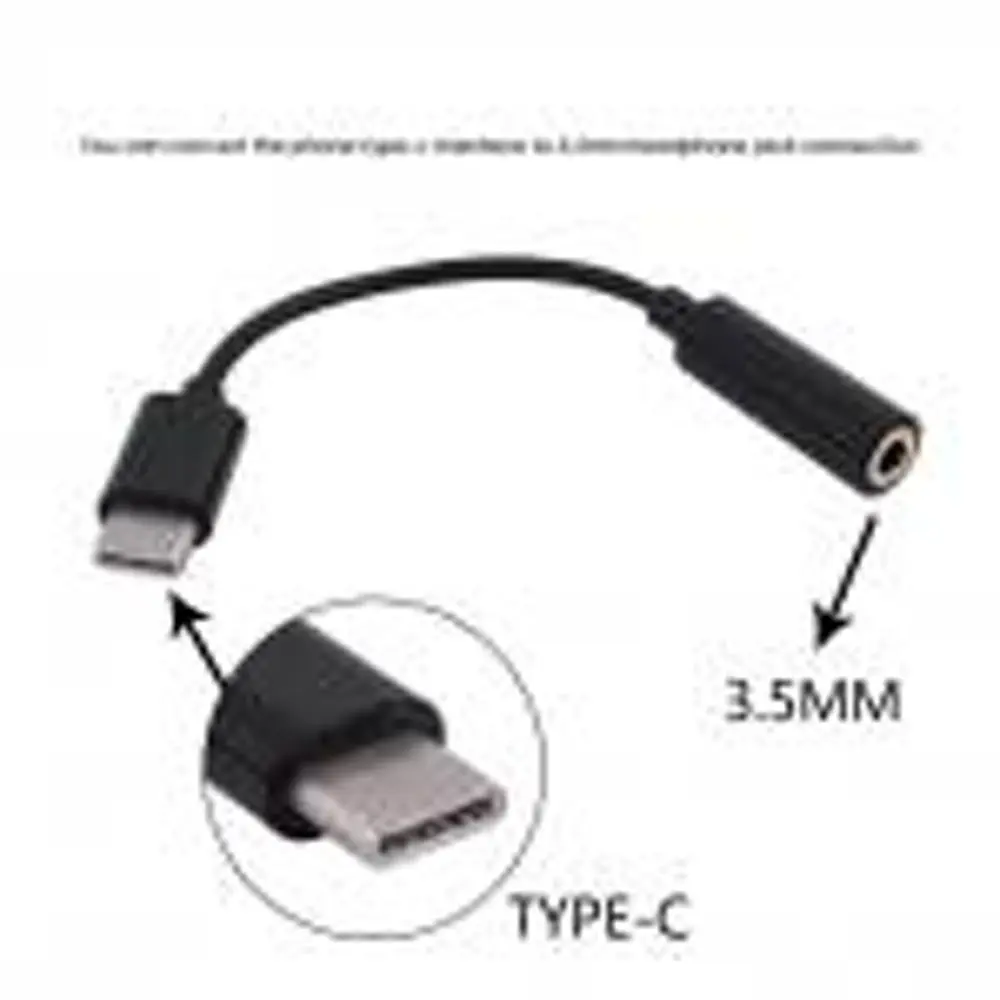 

Black Aux Audio Adapter Headset Conversion Plug Audio Jack Adapter Headphone Converter Type C To 3.5mm Mic Connector Cable