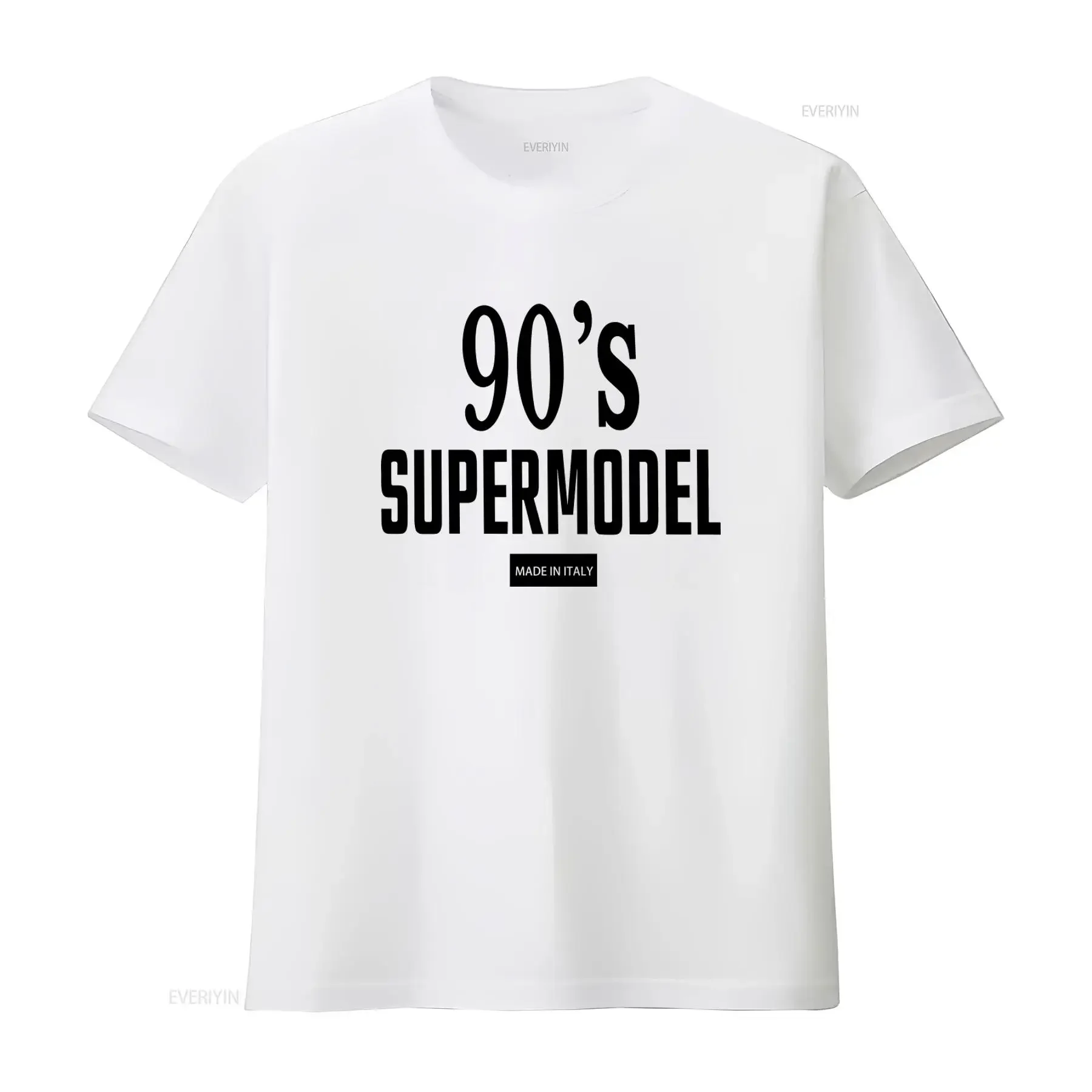 T-shirt vintage Supermodel des années 90, fabriqué en Italie pour influenceurs, lavage vintage, respirant, haut homme pour tous les jours, streetwear