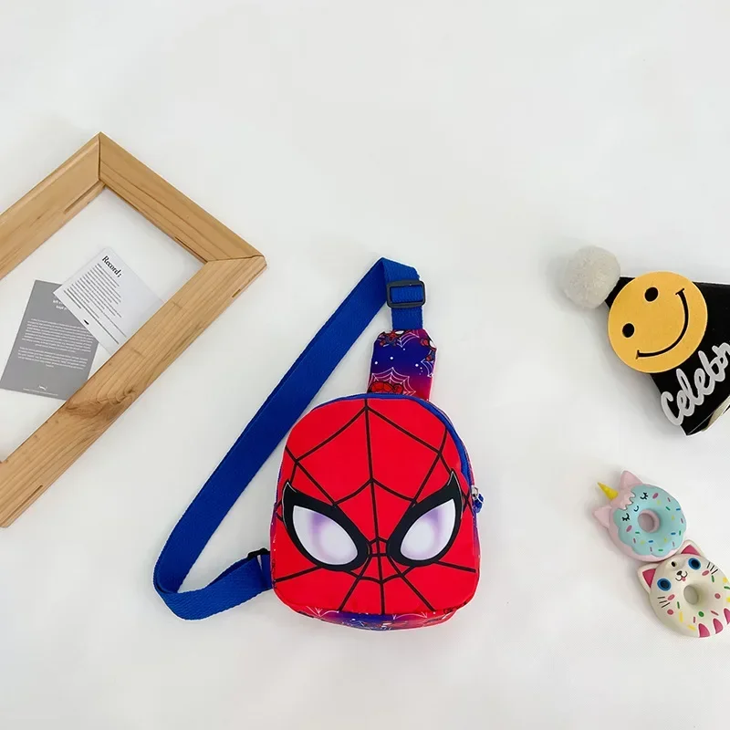 Disney Stitch SpiderMan Children Chest Bag Cartoon Iron Man Boy Girl Cute Mini Outdoor Small Shoulder Bags Kids Zipper Wasit Bag