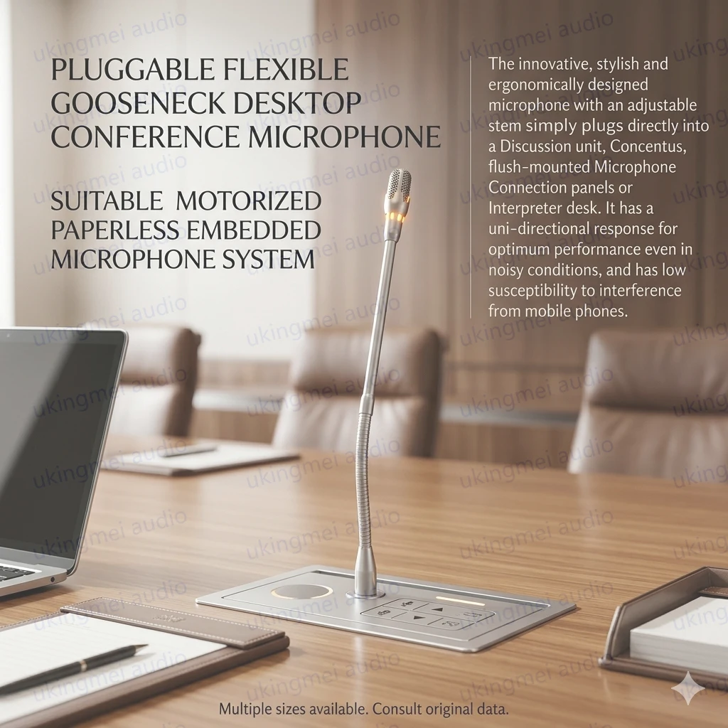 Pluggable Flexible Gooseneck Conference Microphone Applicable to DCN-MICS/L Series Uni-Directional High Interference Immunity