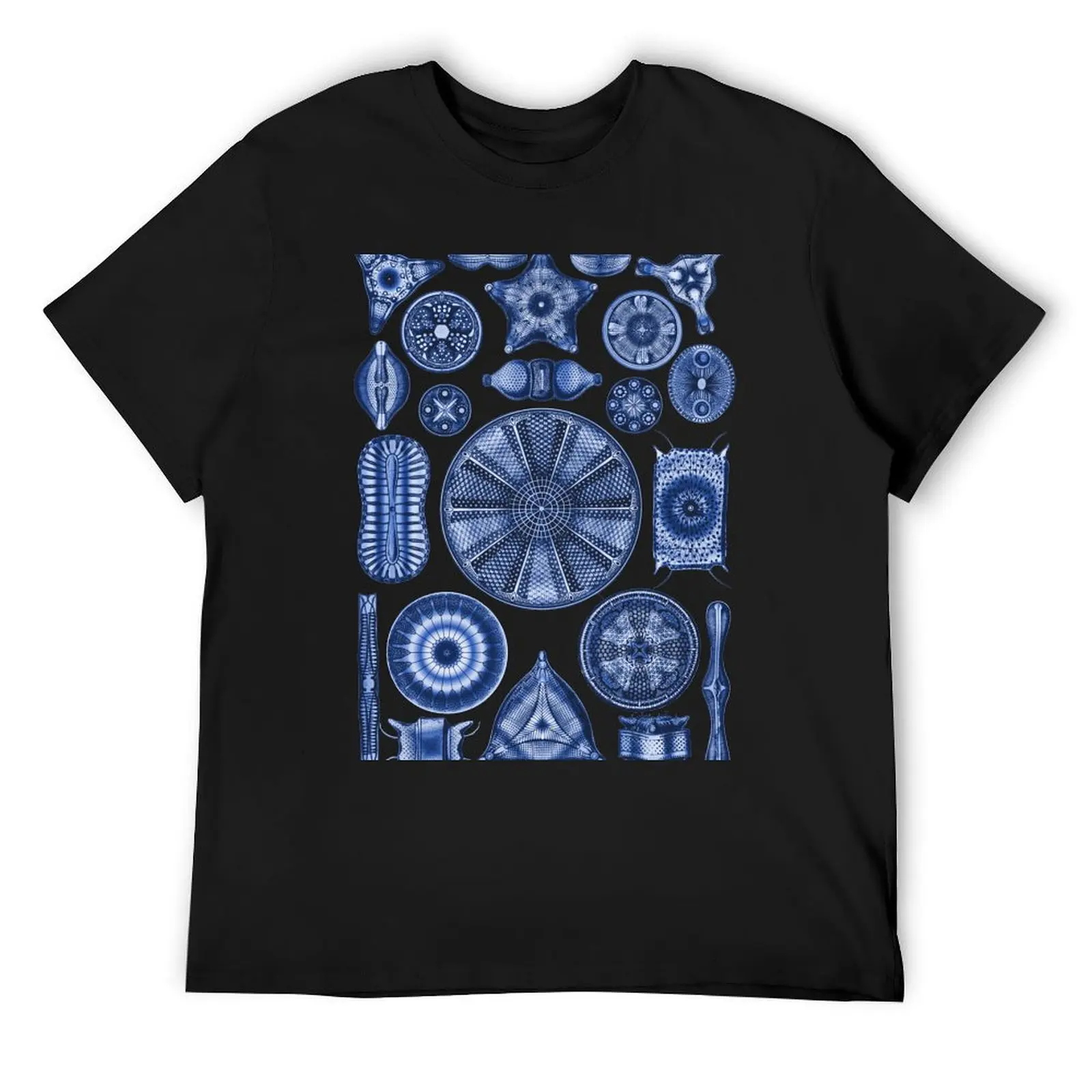 Ernst Haeckel Diatoms Indigo Blue T-Shirt vintage blacks customs design your own mens graphic t-shirts hip hop