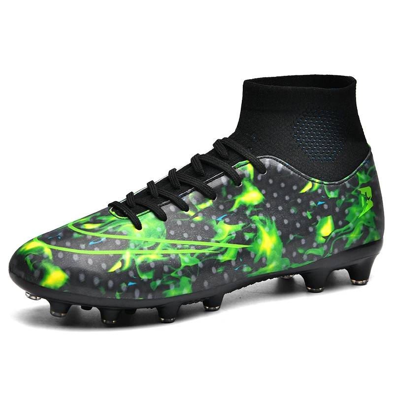 

Men Football Boots Soccer High Top Long Spikes TF Spikes Ankle High Top Sneakers Soft Indoor Turf Futsal Soccer Shoes 35-45