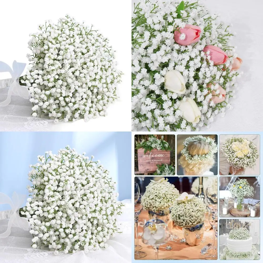 

60 Stems Artificial Baby's Breath Flowers, Bulk White Gypsophila for Weddings, Bouquets, and Home Decor