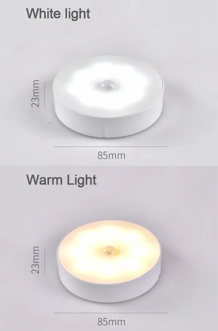 HPH LED Motion Sensor Light 3PCS USB Rechargeable Night Light for Kitchen Cabinet Wardrobe Staircase Closet Wireless Light