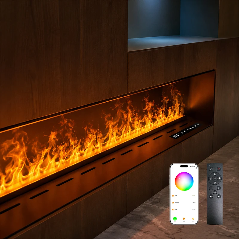 Best Seller Slim Hidden Water Fireplace Zero Narrow Frame Lifelike Dancing Steam Flame High Demand Apartment Fireplace
