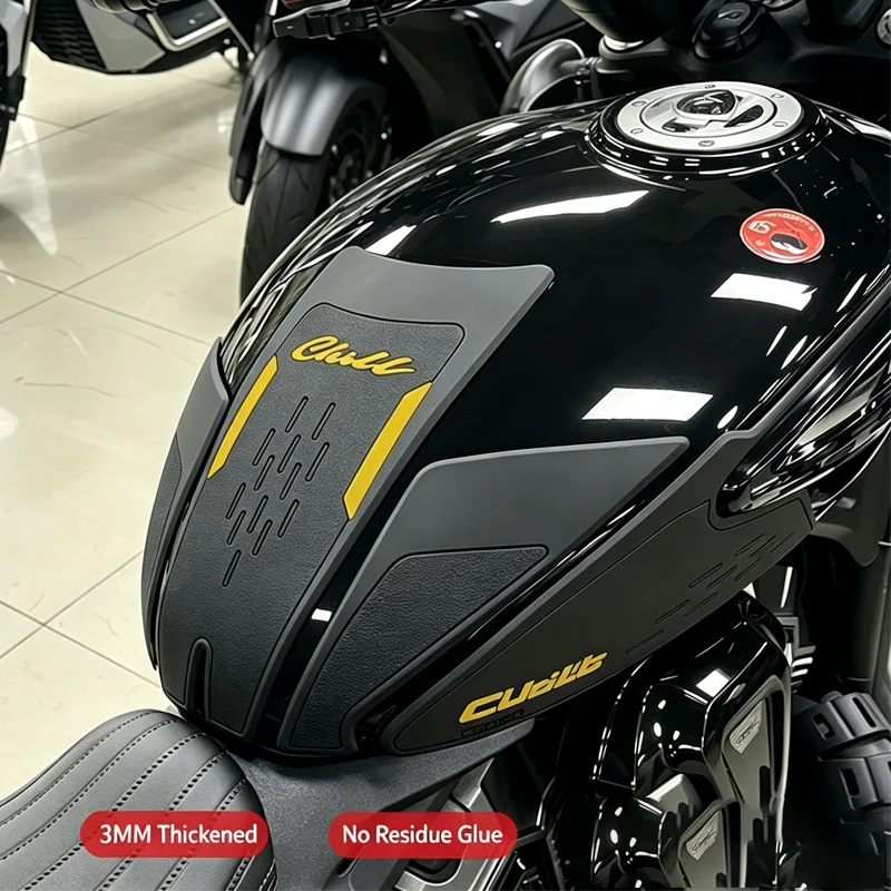 3mm Thick Rubber Motorcycle Tank Pad, Compatible with CU625, Anti-Slip Fuel Tank Protector Sticker