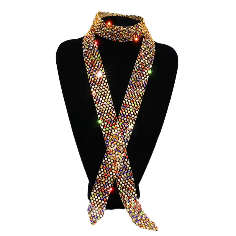 Sequins Rhinestones Ties Belt Men Women Fashion Party Stage Night Club Bar Simple Style Decorative Shiny Ties Accessories