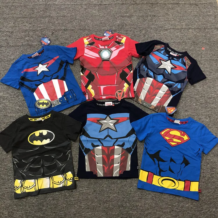 

Spider Man anime merchandise children's short sleeved COS Marvel superhero Iron Man merchandise boys' clothing