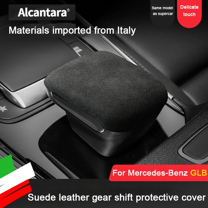 

Alcantara Car Center Console Gear Shift Head Panel Knob Trim Cover Accessory For Mercedes Benz GLB X247 2020 2021 2022 2023 2024