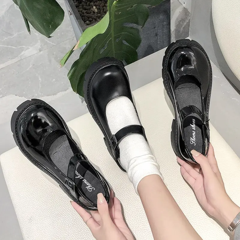 Japanese Spring/Summer Jk Uniform Lolita Shoe Platform Student Mary Jane High Heel Vintage English Style Women Leather Shoes