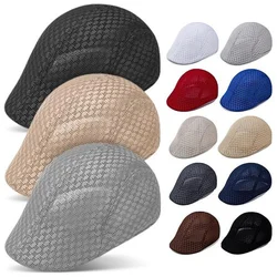 Summer Casual Beret Hat Unisex Mesh Flat Caps  Style Adjustablr Fashion Breathable Summer Hat for Women Men Caps