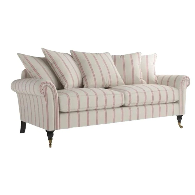 

French retro striped fabric sofa living room small apartment double small bedroom straight