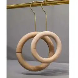 Store Beech Round Scarf Display Rack Metal Hanger Display Wood Ring Clothing Support Necktie Loop Hook