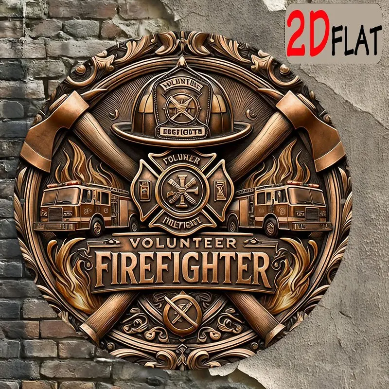 Letrero de Madera Vintage de Bombero Voluntario, Arte de Pared Tallado en 3D, Insignia del Departamento de Bomberos, Camión de Bomberos, Hacha, Cruz de Malta, Regalo para Bombero