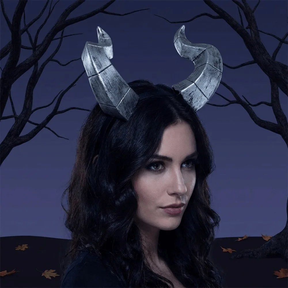 Headpiece Animal Demon Horns Headwear Gothic Dark Style Ox Horn Headband Decorative Cosplay Halloween Headband Stage Performance