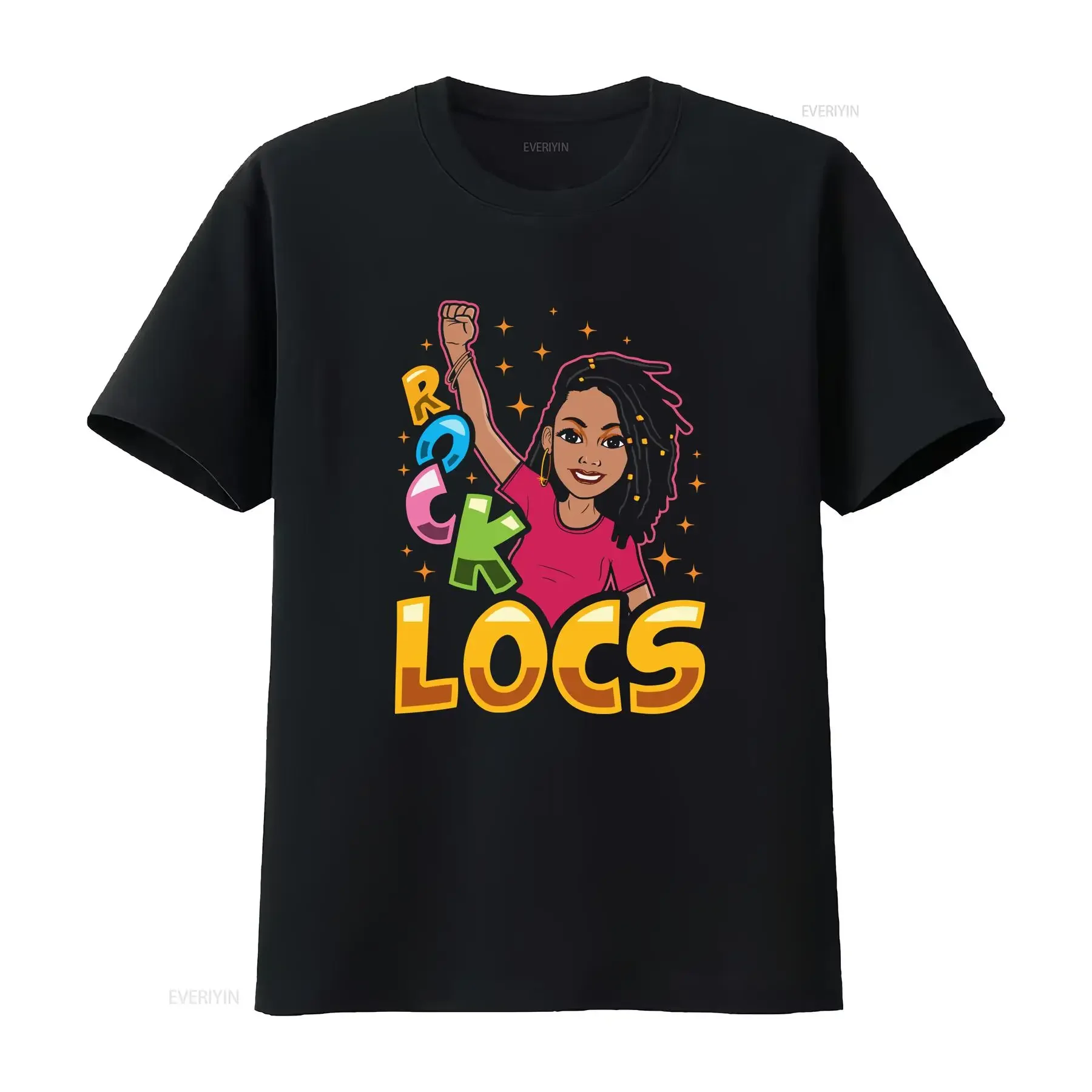 Camiseta I Rock My Locs hermosa melanina mujer rastas peinado afroamericano pelo feliz vintage lavado versátil